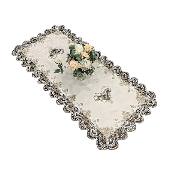 Placemat Rectangular Tea Table Mat for Western and Chinese Tables Pure Color Lace Desk Cover and Tablecloth Protective Cover for Dining and