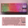 thumbnail image 3 of Large Colorful Backlit Keyboard, USB Gaming Keyboard, Ergonomic Mechanical Touch Wired Keyboard, Round 87 Keys Light Up Keyboard - Office Keyboard for Working Gaming Office Device, 3 of 7