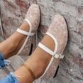 thumbnail image 7 of Women's Elegant Square Toe Embroidered Strappy Flat Pumps Single Ankle Strap Soft Sole Lightweight Breathable Non Slip Comfortable Casual Shoes For Everyday Wear Gold 40, 7 of 7