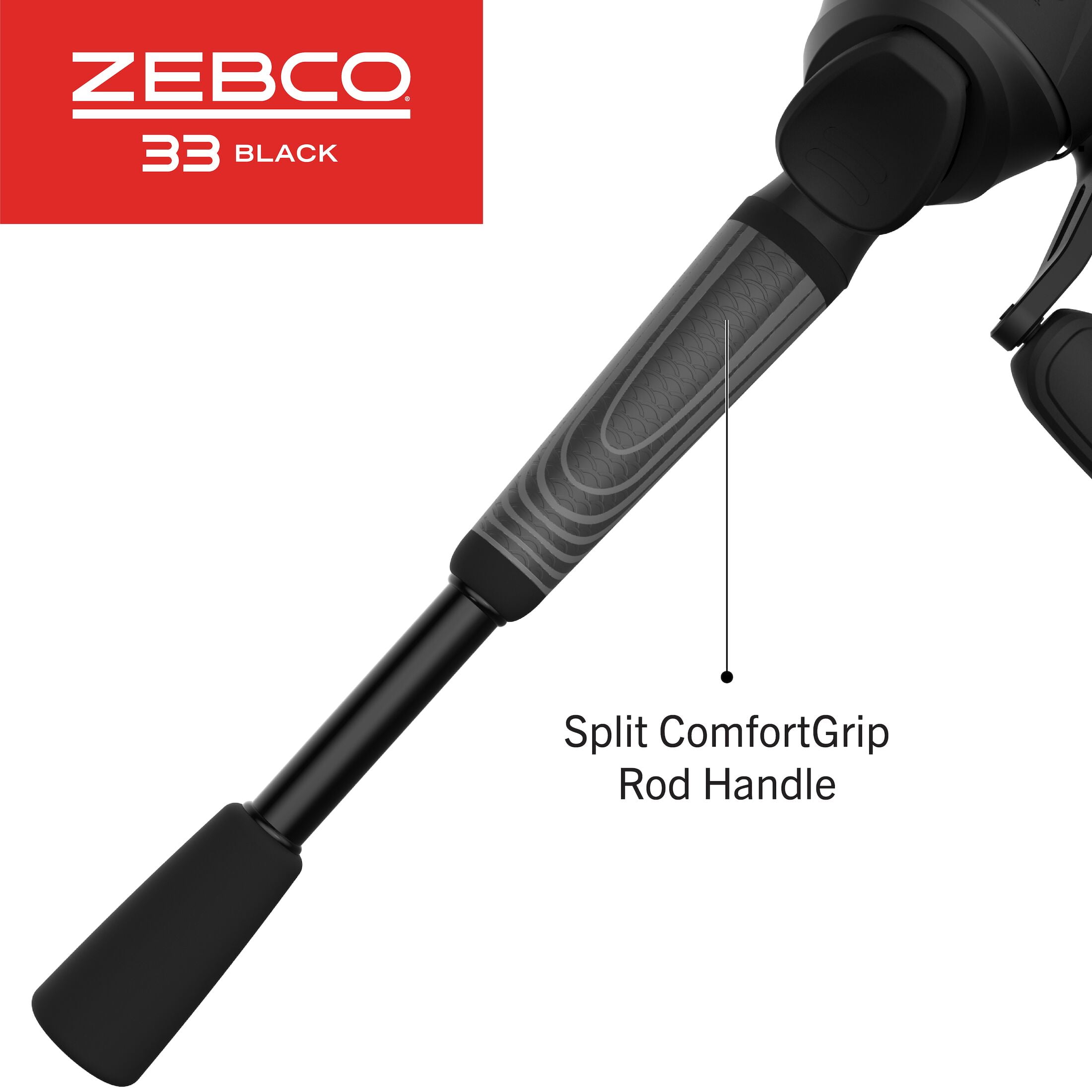 Zebco 33 Black Spincast Reel and Fishing Rod Combo, 6-Foot Rod, Size 30 Reel, Black