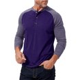 thumbnail image 3 of SUNSIOM T-shirts Décontractés pour Hommes Printemps Automne Manches Longues Col Rond Contraste Couleur Boutonné, 3 of 7