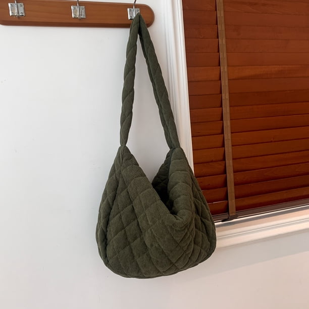 Bolso de hombro acolchado de pana para mujer, bolso de moda para uso diario en la oficina