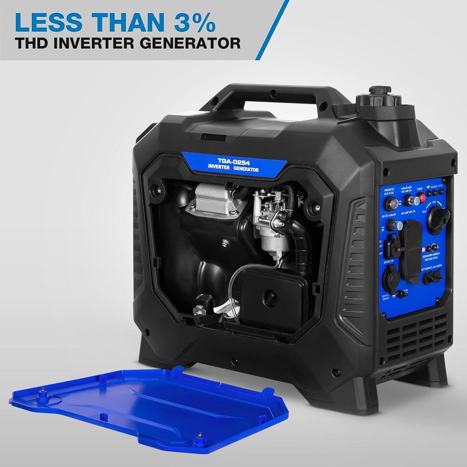 HYKOLITY 2500W Portable Generator Quiet Gas Inverter CO Detect 120V AC 12V DC Dual USB Parallel Ready Outdoor Camping Home Emergency Backup