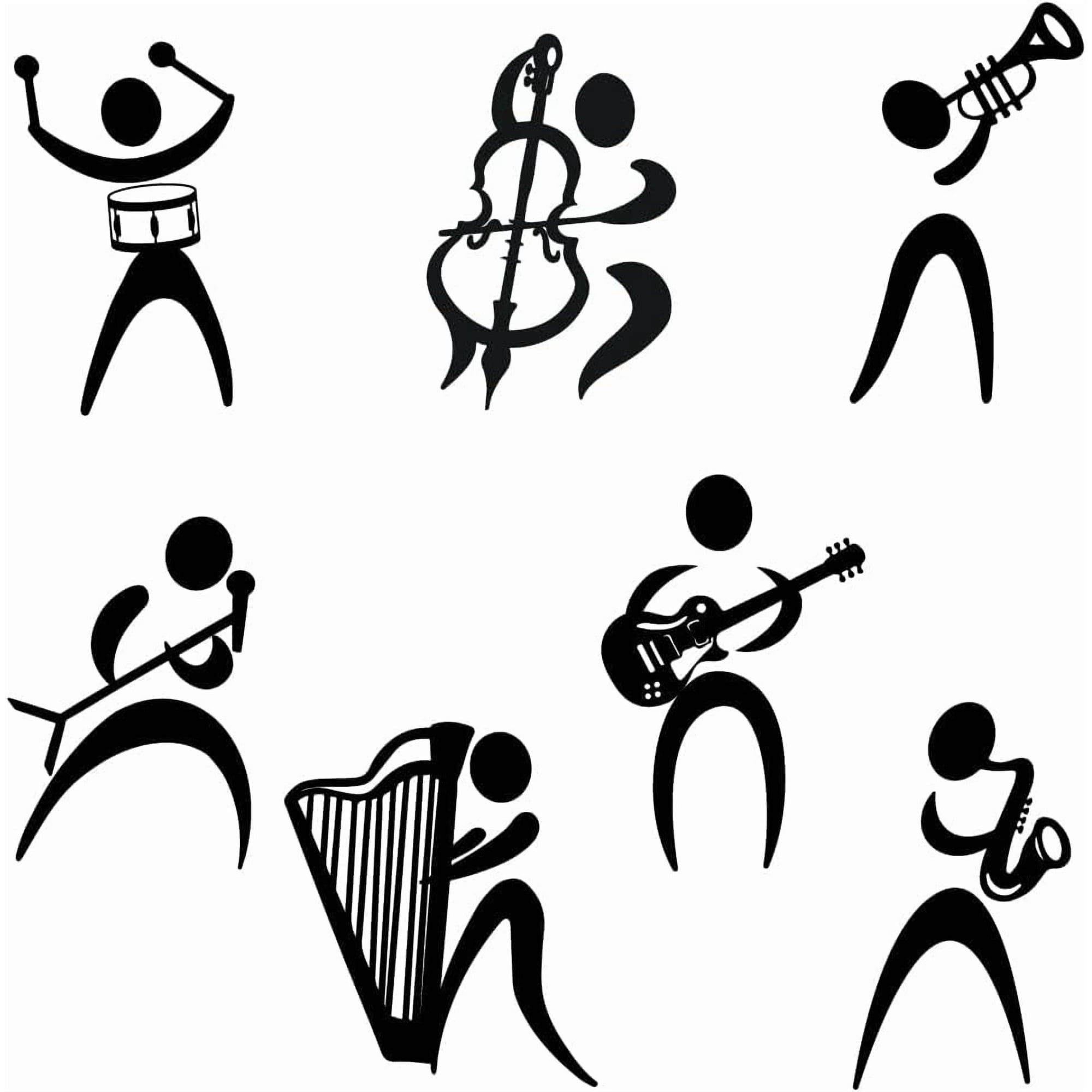 1 set Translucent PVC Self Adhesive Wall Stickers Waterproof Building Decals for Home Living Room Bedroom Wall Decoration Musical Instruments 960x300mm 2 sheets/set
