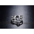 thumbnail image 7 of Stainless Steel Round Four-claw Three-ring Diamond Ring, Girl’s Gift, Wedding Anniversary, Size 6, 7 of 7