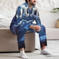 thumbnail image 7 of Yiaed Cute Fish Flower Couple Print Men’s Pajamas Set - Long Sleeve Button Down Sleep Shirt and Pajama Bottoms Sleepwear Set Mens Pjs Sets Men's Pajama Bottoms-Large, 7 of 7