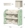 thumbnail image 3 of Toy Organizers and Storage with 6 Removable Plastic Bins, Multi-Purpose 3-Tier Toy Shelf to Organize Toys for Playroom, Bedroom, Daycare,Green/Pink, 3 of 10