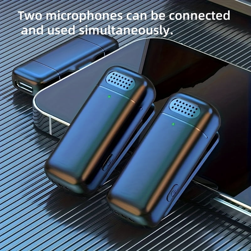 Wireless Clip-on Mic with Charging Case, Dual Mic Support, Live Streaming & Recording, Indoor/Outdoor Use