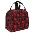 thumbnail image 2 of Fotbe Red Skulls Bolsa Térmica con Estampado y Forro de Aluminio Grueso Bolsa de Almuerzo con Bolsillo Frontal para Hombres y Mujeres, Ideal para Trabajo, Escuela, 2 of 8