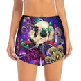 thumbnail image 4 of Lsque Mushrooms and Skull Printed Women's Running Shorts with Liner Pockets,Elastic Quick Dry Workout Athletic Gym Yoga Shorts,Womens High Waist Shorts-Large, 4 of 9