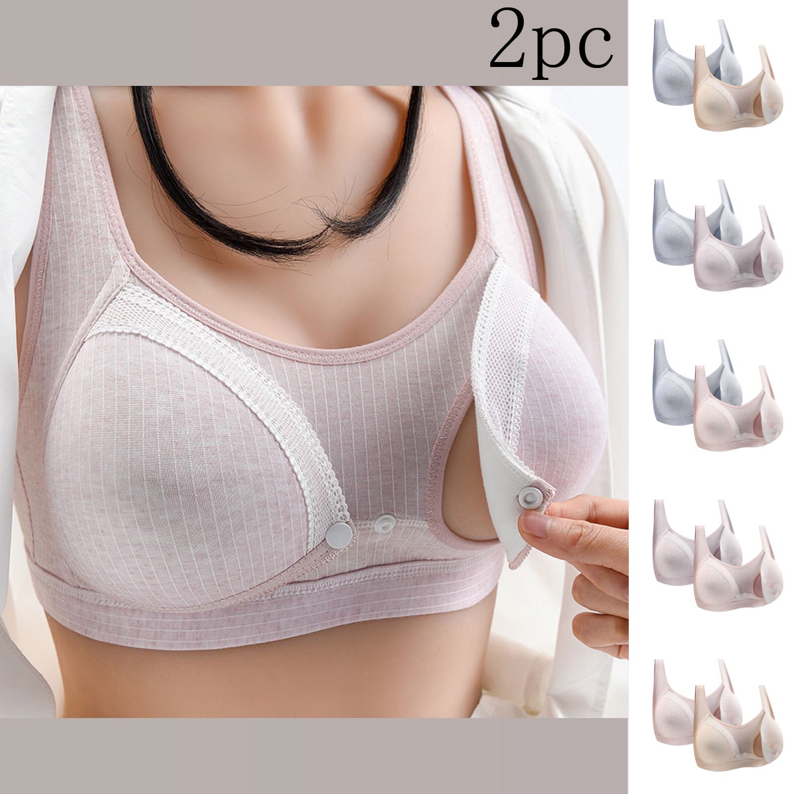 Vetsdori Womens Breastfeeding Nursing Bras Cotton 2 Pack Maternity Bras Bralette Soft Wireless Lightweight Bra for Women Pumping