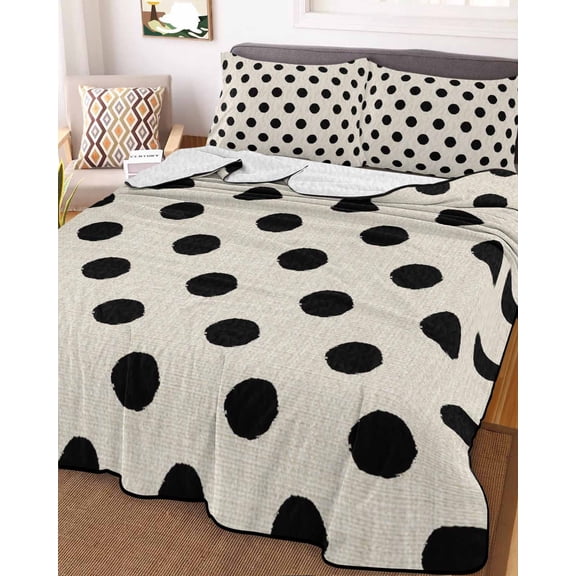 Wave Point Black King Size Down Alternative Comforter, Lightweight Comforter Quilt Bedding Set with Pillow Shams Modern Minimalist Geometric on Linen All Seasons Bed Comforter Duvet Insert 96"x106"