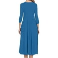 thumbnail image 4 of Hfyihgf Women's Fall Casual 3/4 Sleeve Dresses Crewneck Empire Waist Loose A-Line Flare Midi Dress Blue L, 4 of 6