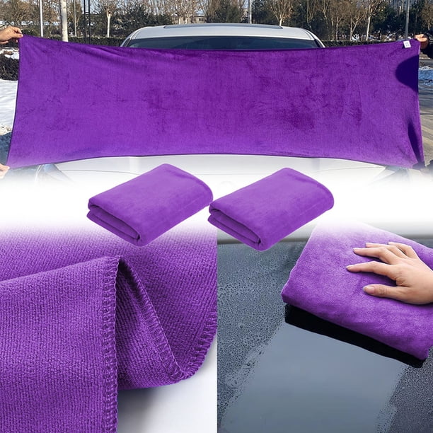 Paquete de 2 toallas de secado para coche, absorbentes de agua, no propensas a la pérdida de cabello, toalla para lavar el coche, paño de limpieza para coche de tamaño grande, 24 x 63 pulgadas, algodó