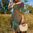 thumbnail image 4 of Leopard Paisley Vibrant Textile Women's Fall Dresses Casual Loose Flowy Swing Shift Dress, 4 of 9