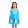 thumbnail image 3 of oqasdz Robe de Fille Robe de Fête pour Filles Robe d'Hiver avec Imprimé Bonhomme de Neige Festif Robe Élégante, 3 of 6