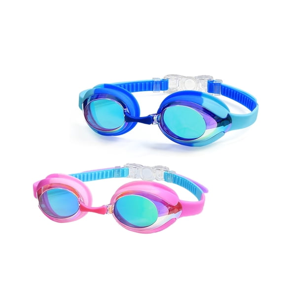 Kids Swim Goggles, 2 Packs Swimming Goggles for Kids 3-14, Anti Fog No Leaking Swim Goggles for Boys Girls Teens 4-14