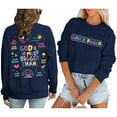 thumbnail image 2 of Arlun Christian Sweatshirts for Women Jesus God Faith Letter Printed Thin Sweatshirts Inspirational Religious Graphic Hoodless Loose Comfy Long Sleeve Crewneck Pullover Tops Dark Blue S, 2 of 5