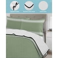 thumbnail image 4 of Dark Sage Green Summer Quilt Set Twin Size, Soft Microfiber Quilted Bedding Set with 2 Pillow Shams, Farmhouse Sage Green White Striped Lightweight All Season Bedspread Coverlet for Bedroom 68"x86", 4 of 6