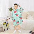 thumbnail image 6 of FORMRS Wearable Blanket Hoodie with Sleeves for Kids Cozy Flannel Sweatshirt, Green Strawberry, 6 of 7