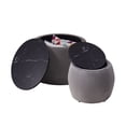 thumbnail image 3 of 2 Pcs Round Coffee Table Footstool with Detachable Top, Wood Accent Side Table Ottoman End Table, 3 of 6