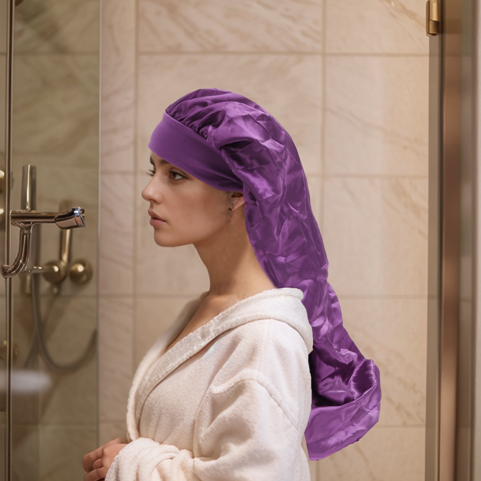 Unique Bargains Durable Bow Shower Cap 1 Pc Dark Purple
