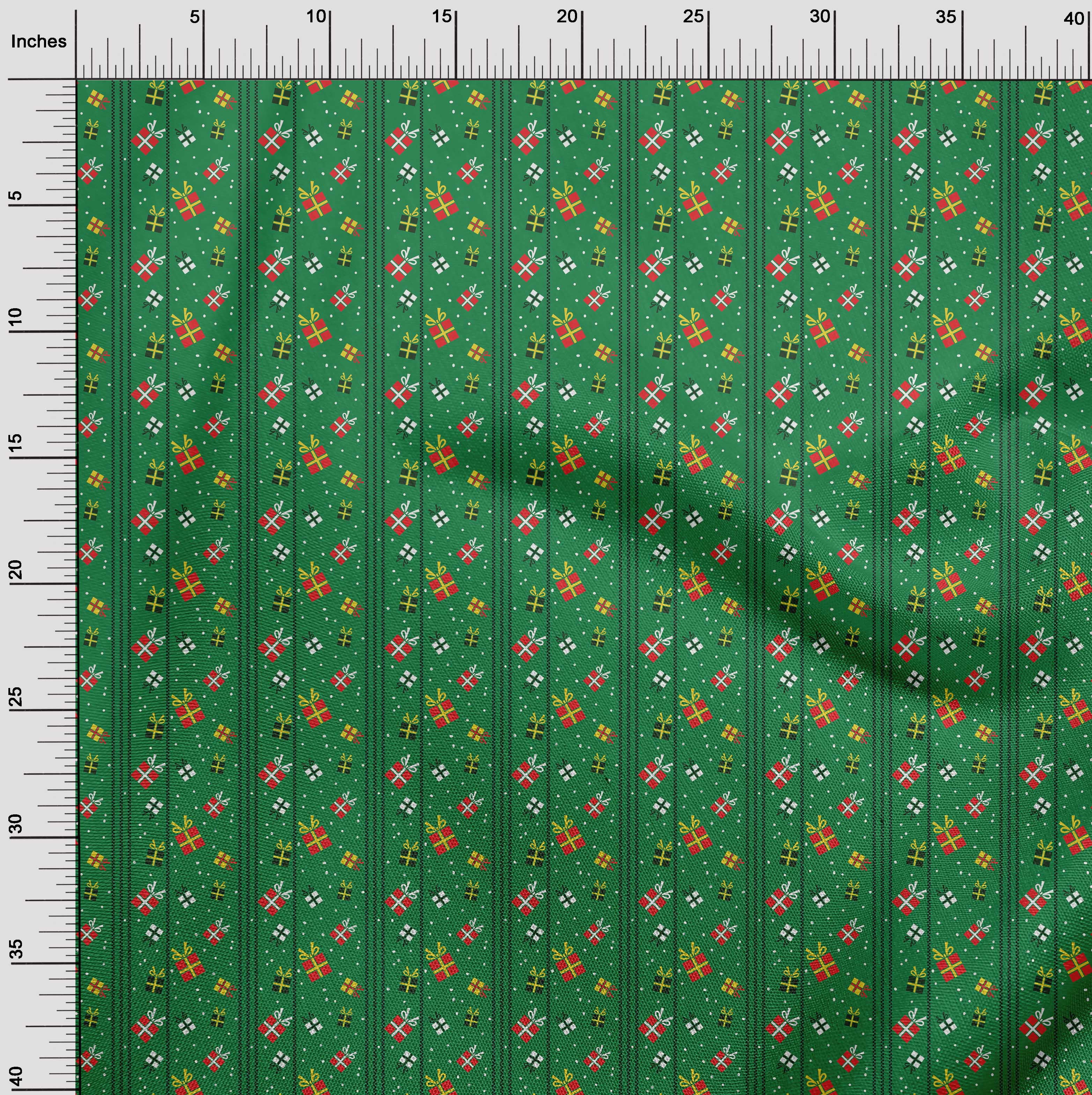 oneOone Silk Tabby Green Fabric Merry Christmas Sewing Material Print Fabric By The Yard 42 Inch Wide-13Z