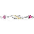 thumbnail image 2 of Gem Stone King 925 Silver and 10K Yellow Gold Bracelet for Women Pink Moissanite Created Sapphire (1.12 Cttw) and Lab Grown Diamond, 2 of 3