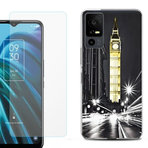 OneToughShield ® for TCL 40 XE 5G Shockproof Fashion Phone Case, with Tempered Glass Screen Protector - London Night