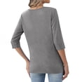 CIENVNSTG Women's 3/4 Sleeve Crew Neck Loose Blouse Solid Color Spring ...