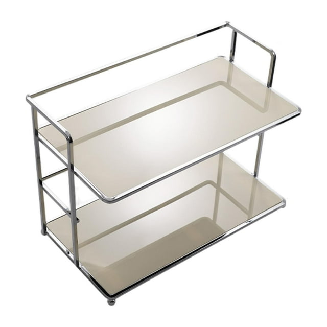 Organizador de escritorio para maquillaje, 2 capas, para cosméticos y papelería Blanco