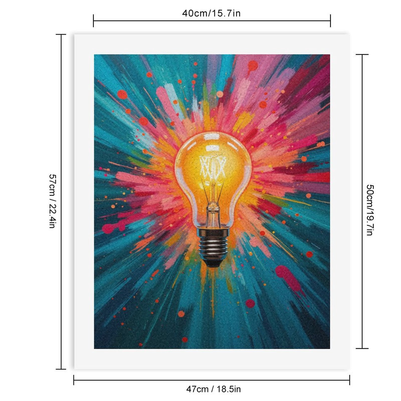 Paint By Numbers Kit for Adults Beginner - DIY Light Bulb Colorful Explosion Art Canvas Painting Kits for Adults, Frameless Paint By Number for Adults for Home Wall Decor 16x20 Inch