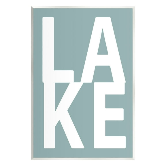 Stupell Lake Phrase Turquoise Letters Landscape Painting Wall Plaque Unframed Art Print Wall Art