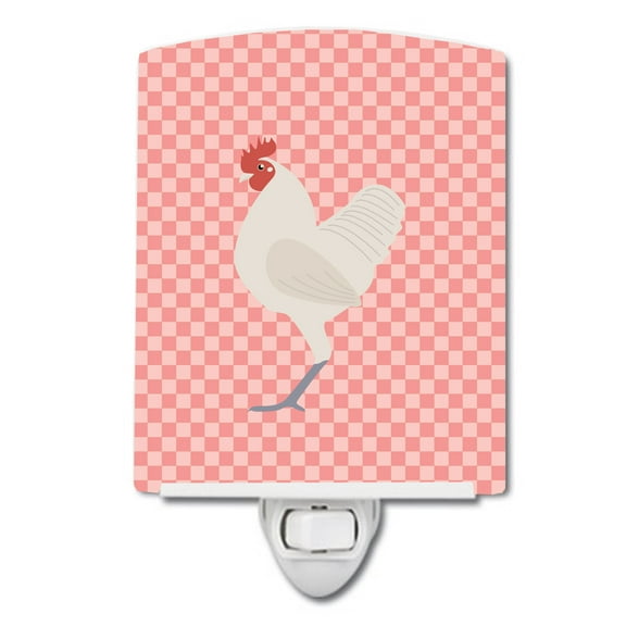 Caroline's Treasures BB7837CNL German Langshan Chicken Pink Check Ceramic Night Light, 6x4x3", multicolor