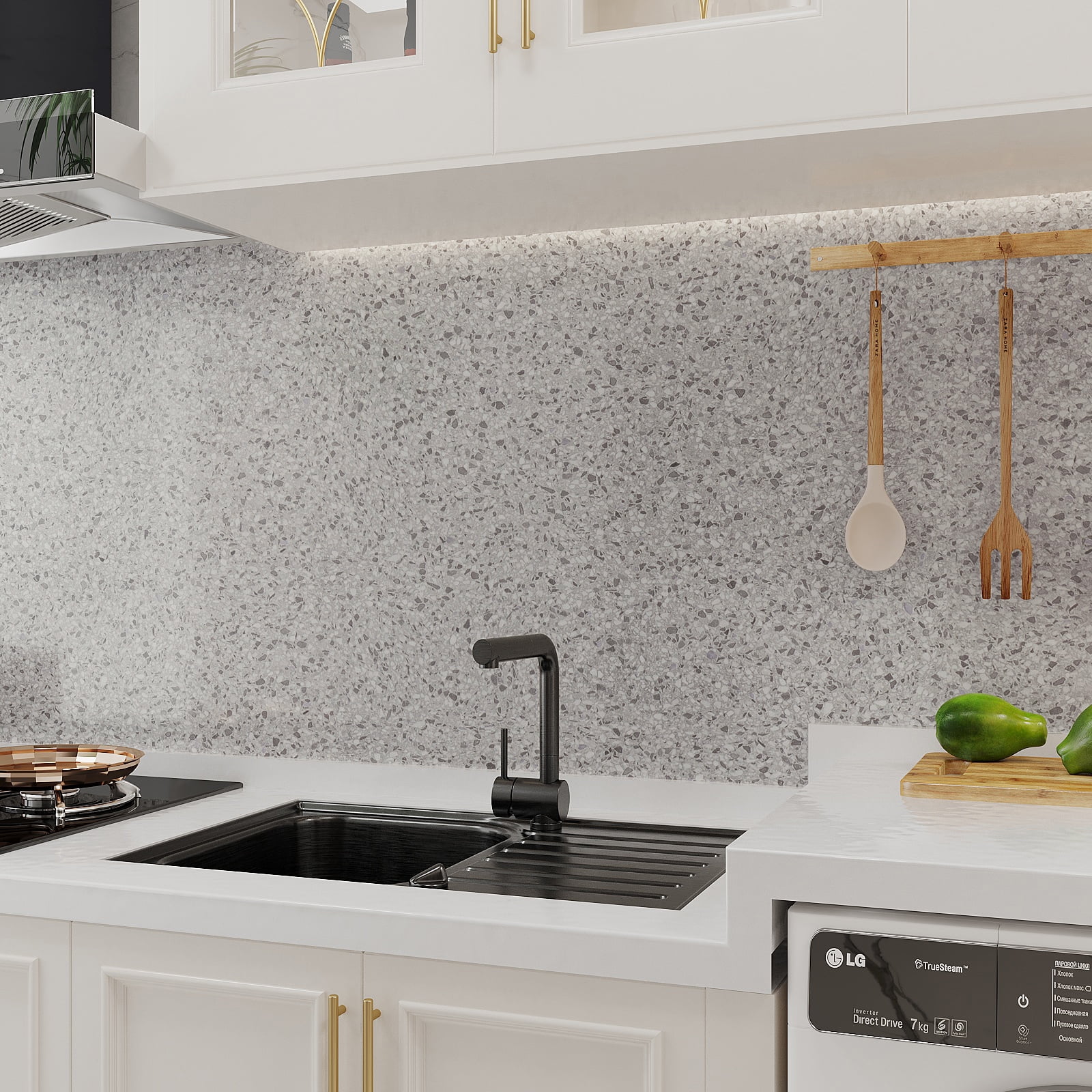 VEELIKE Grey Granite Contact Paper for Countertops Peel and Stick Waterproof Self Adhesive Removable Wallpaper Mable Peel and Stick Countertops Vinyl for Kitchen Bathroom Cabinets Liners 15.7''x354''