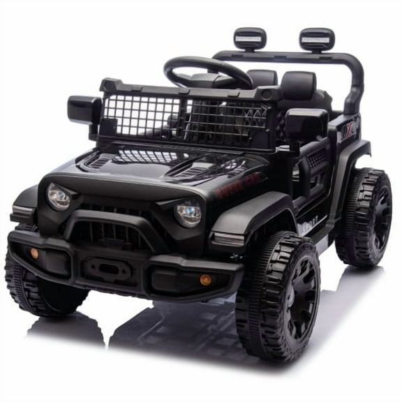 24V Kids Ride On Electric Car with Remote Control, USB/Bluetooth Music Player, 4 Wheels Suspension, LED Lights, Single Seat Powered Ride on Cars for Kids Toddler Ages 3-6, High/Low Speed, Black
