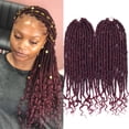 thumbnail image 3 of Benehair Goddess Locs Crochet Braids Boho Style Faux Locs Hair Extensions with Curly Ends Pre Looped Locs Synthetic for Women 16" Black Mix Burgundy, 3 of 9