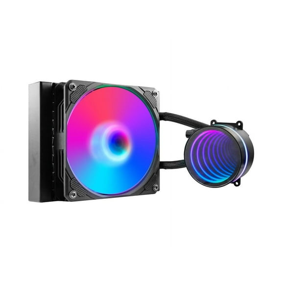 PANO-MOUNTS 120mm AIO CPU Liquid Cooler Water Cooling ARGB PWM Sync Infinite Mirror Pump Easy Installation High Compatibility Water Cooler PC Solution Compatible with LGA1700/1200/115X AM5/AM4