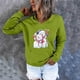 thumbnail image 4 of Puntoco Mujeres Otoño Invierno Suelto Festvial Impresión Crop Workout Manga larga Sudadera con capucha tops Pullover Blusa Puntoco Puntoco-6583, 4 of 6