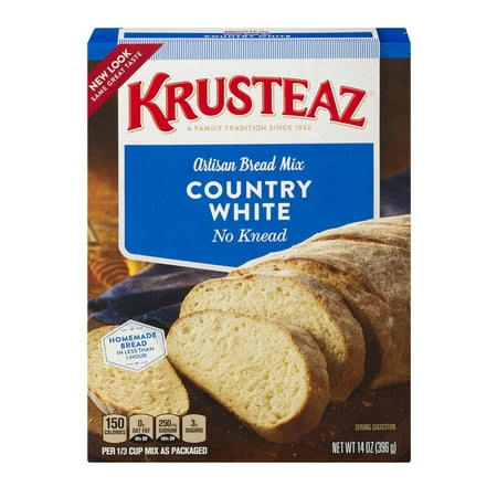 (2 Pack) Krusteaz No Knead Artisan Bread Mix, Country White, 14oz (Best Bread Mix For Bread Maker)