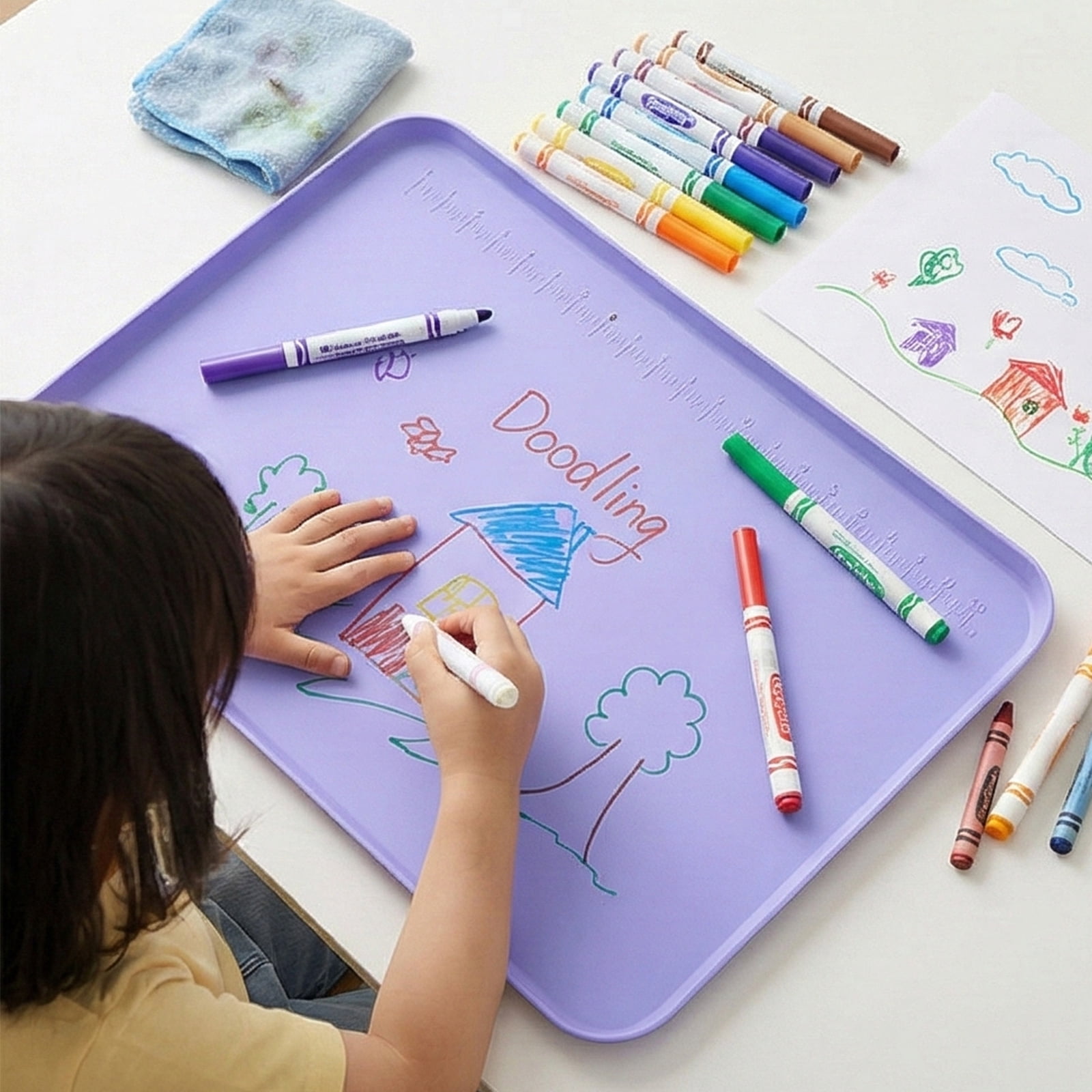 Silicone Craft Mat with Raised Edges to Contain Liquids and Keep Workspaces Cleaning for Projects
