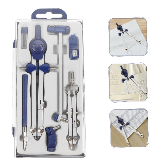 Phenofice 1Set 7Pcs Blue Metal Compasses for Drawing and by Students and Architects