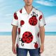 thumbnail image 2 of Fotbe Fly Flying Ladybug Camisa Hawaiana para Hombre Unisex – Camisa Casual de Verano con Botones de Manga Corta de Algodón y Lino,3X-Large, 2 of 7