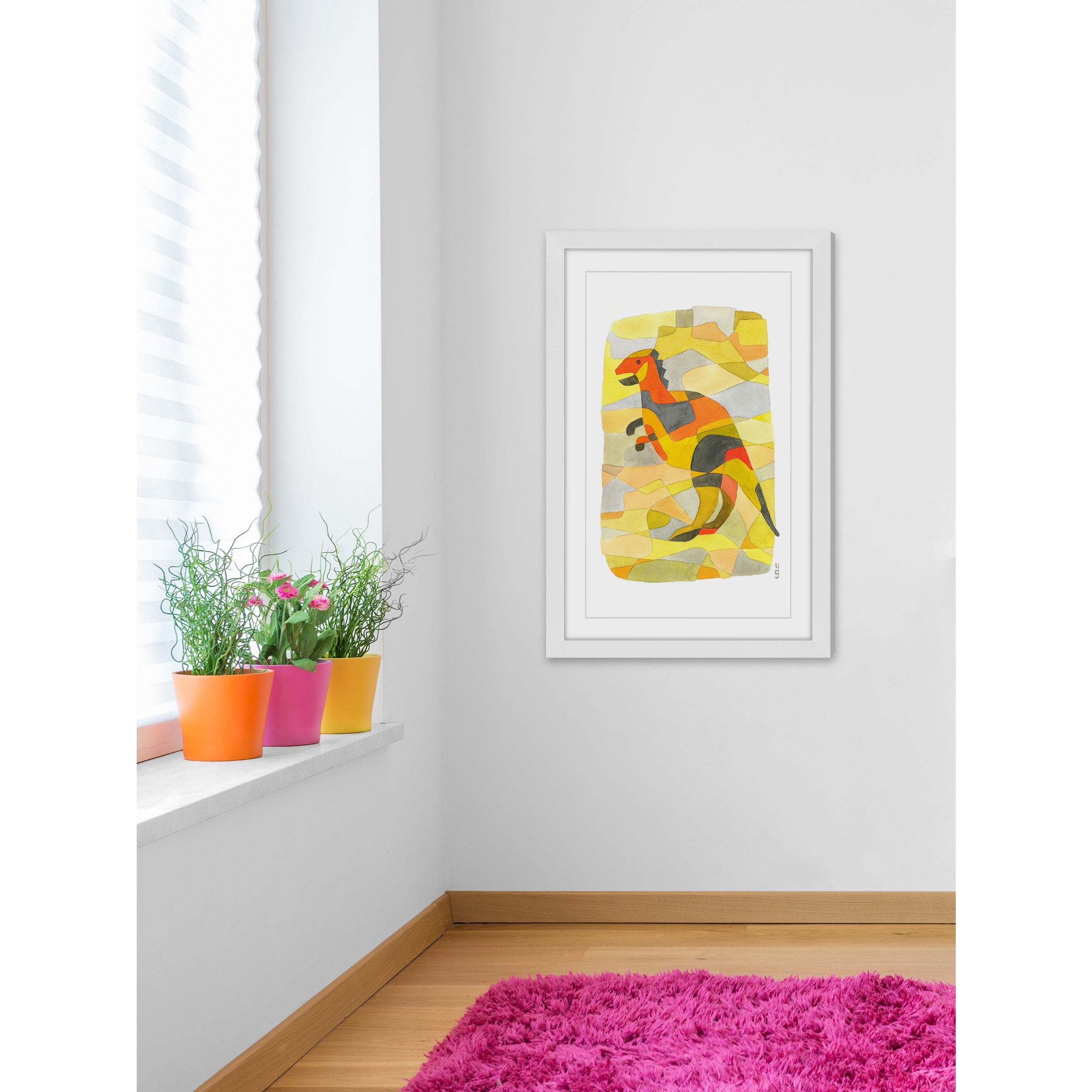 Marmont Hill - "Dinosaur 1" by Yolanta Gawlik Framed Painting Print