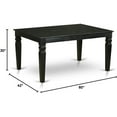thumbnail image 3 of East West Furniture Weston Rectangular Dining Table - Linen White Finish, 18" Butterfly Leaf - Kitchen Table-Finish:Black, 3 of 4