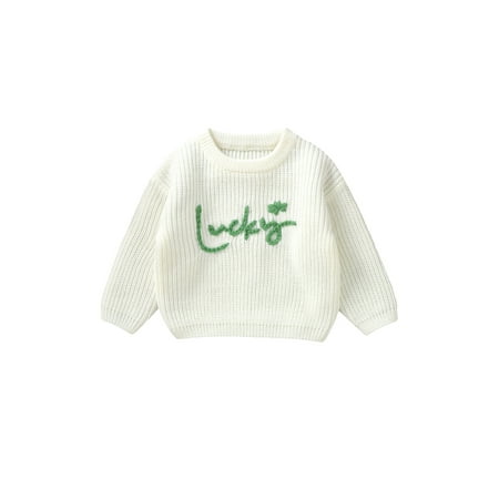 

TFFR Toddler Girl Valentine Sweater Baby Letter Embroidery Warm Long Sleeve Knitted Pullover