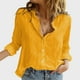thumbnail image 2 of Blusa holgada con botones y solapa para mujer: manga larga, color liso, tops informales para el trabajo, 2 of 5
