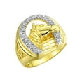 thumbnail image 4 of RYLOS 14K Yellow Gold Men's Ring,  designer Lucky Horseshoe Design with Diamonds Size 8, 4 of 8