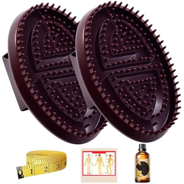 wonima11 Meridian Brush Massage Brush, Beauty Salon Professional Custom Meridian Brush Massage Body, Handheld Full Body Relaxation Meridian Pressure Brushes Set (Brown-2pcs)
