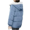 thumbnail image 6 of XFLWAM Winter Hooded Coat for Women Warm Fleece Lined Long Quilted Puffer Jacket Sherpa Lined Hooded Outerwear with Pockets Light Blue S, 6 of 7